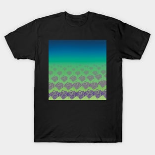 Blue green flower pattern T-Shirt